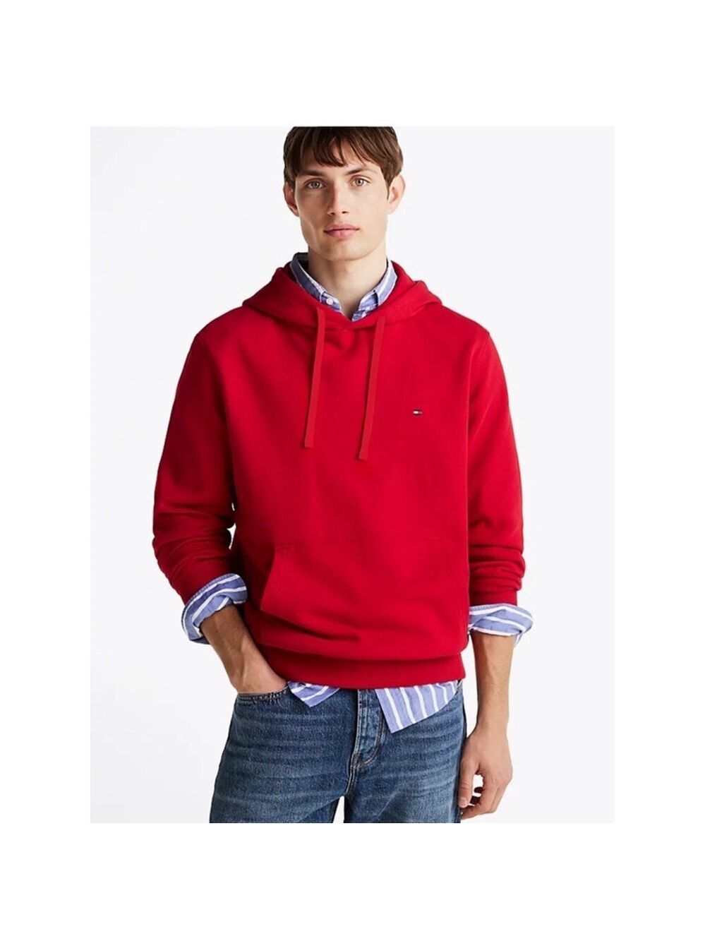 Tommy Hilfiger 1985 Pullover Hoodie Sweatshirt Men’s Medium Red Logo Athleisure